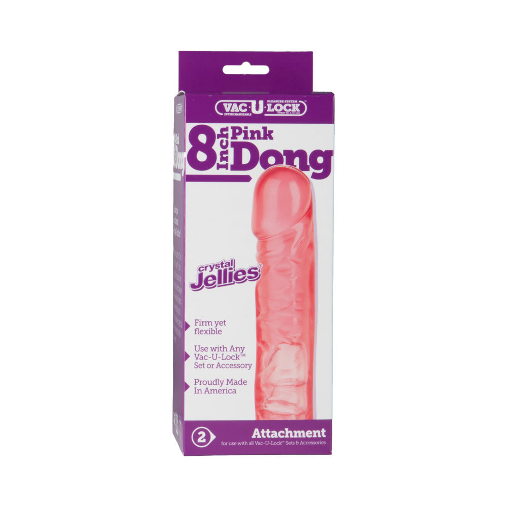 Vac-U-Lock 8" Crystal Jellies Dong - Pink