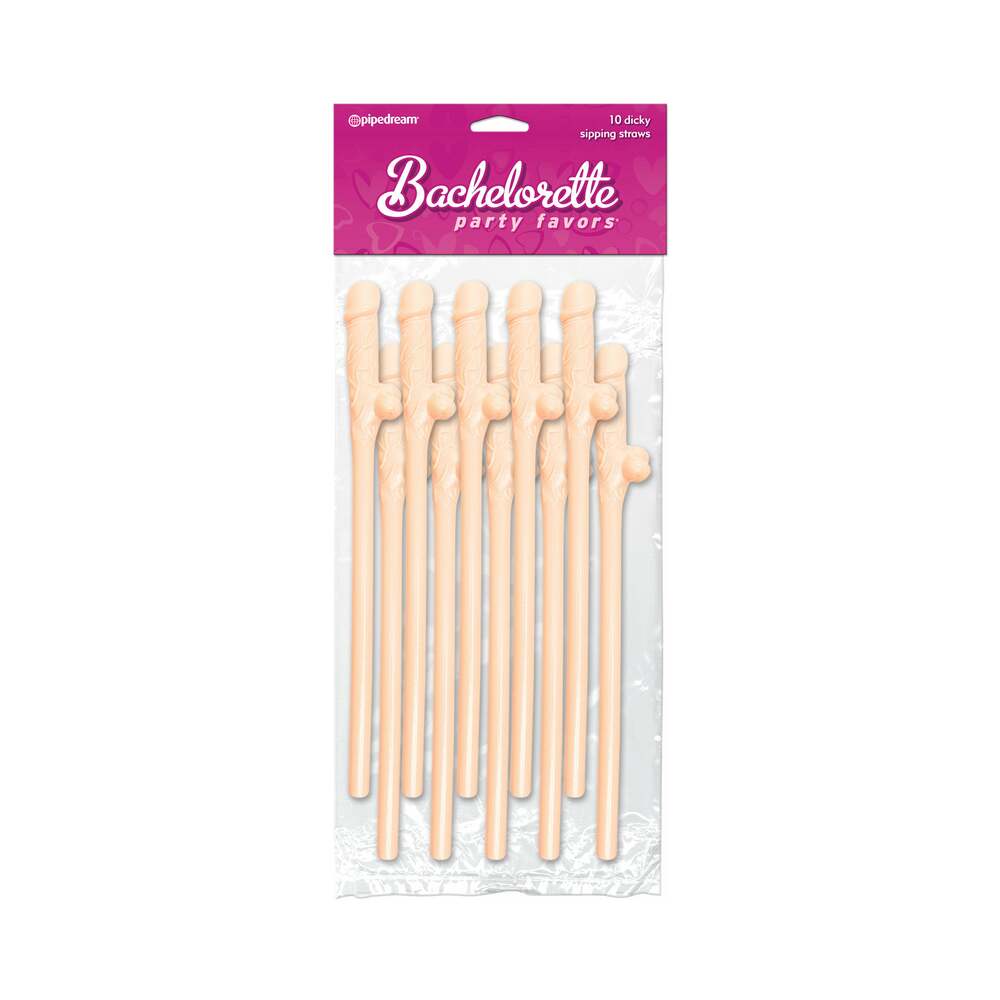 Bachelorette Party Favors Pecker Straws - Brown Pack Of 10