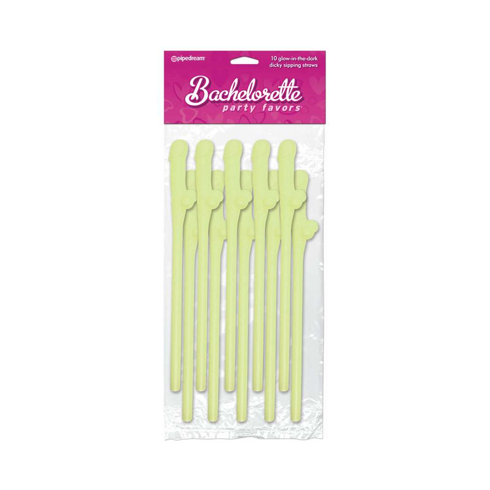 Bachelorette Party Favors Dicky Sipping Straws - Glow In The Dark Pack Of 10