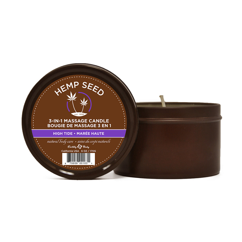Earthly Body Suntouched Hemp Candle - 6 Oz Round Tin High Tide