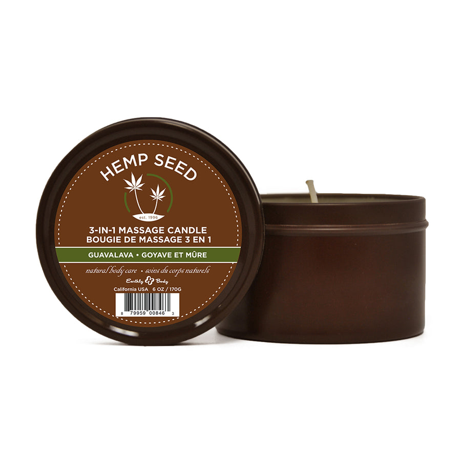 Earthly Body Suntouched Hemp Candle - 6 oz Round Tin Guavalava