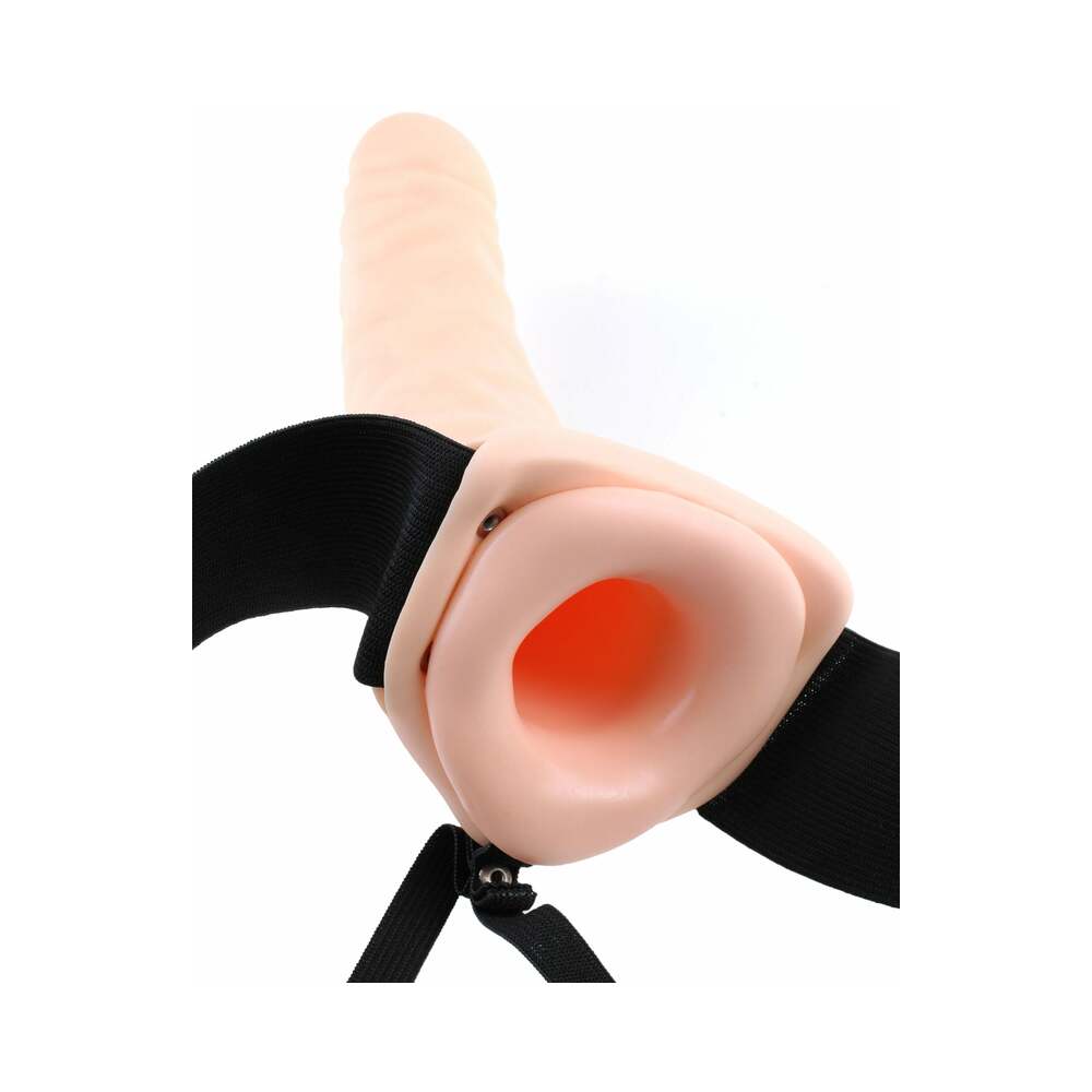 Hollow Strap On 8 Inch Dildo - Beige