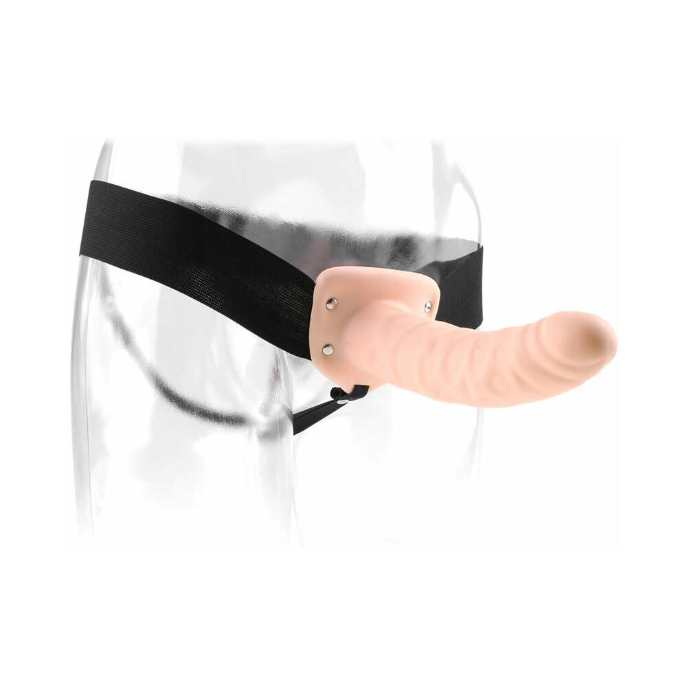 Hollow Strap On 8 Inch Dildo - Beige