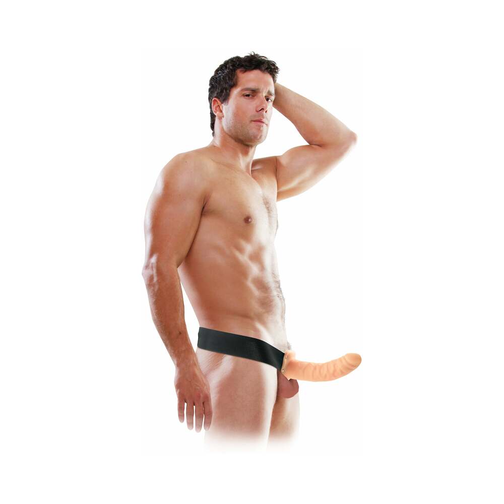 Hollow Strap On 8 Inch Dildo - Beige