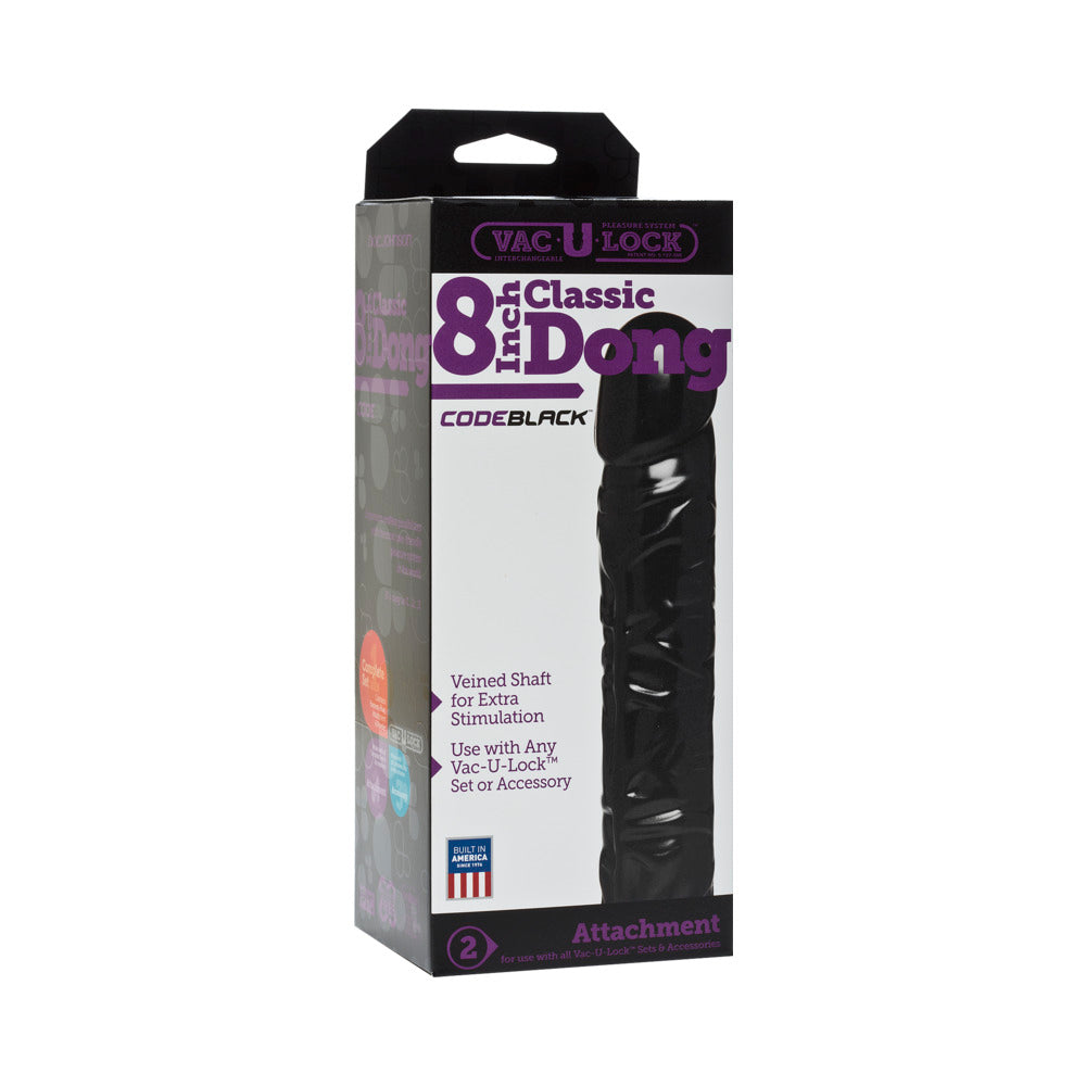 Vac-U-Lock 8" Codeblack Classic Dong - Black