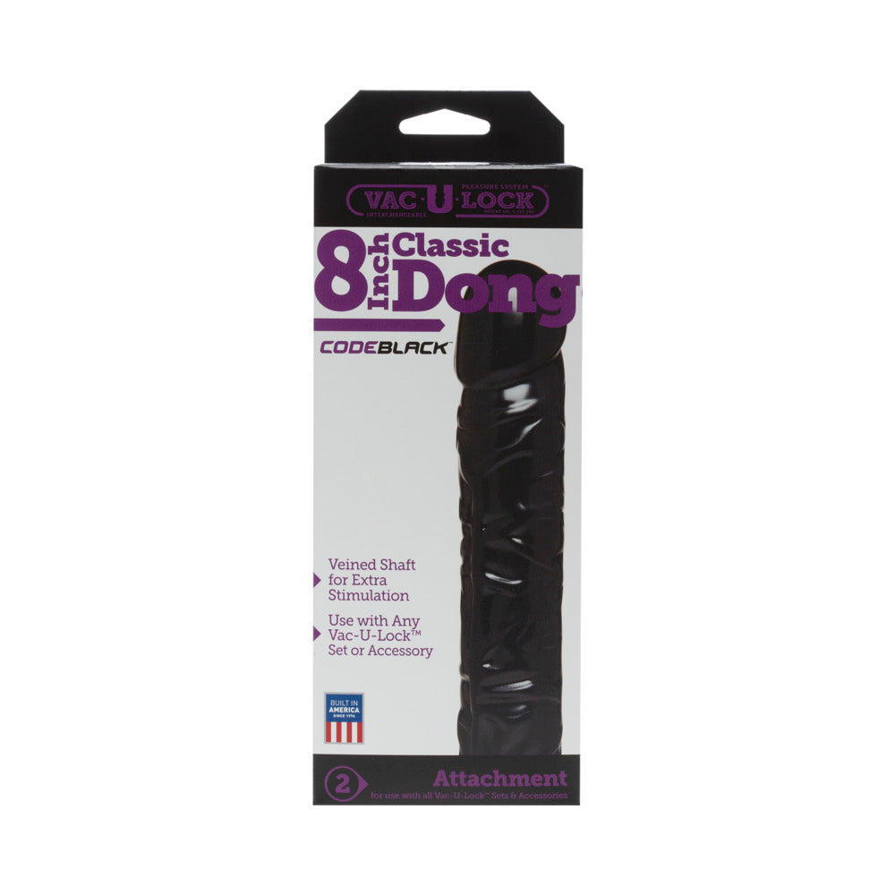 Vac-U-Lock 8" Codeblack Classic Dong - Black