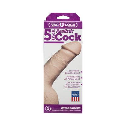 Vac-U-Lock 5 Inch Realistic Dong Beige