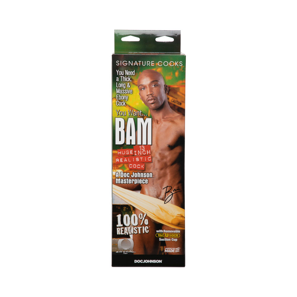 Bam Huge Realistic Cock 13 Inch - Brown