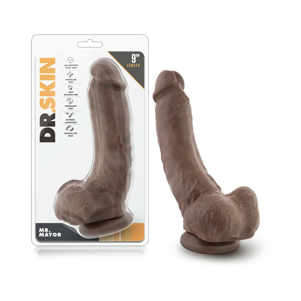 Dr. Skin - Mr. Mayor 9 Dildo With Suction Cup - Chocolate