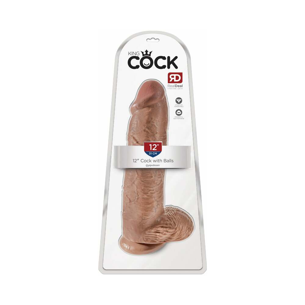 King Cock 12 Inch Cock W/Balls Tan