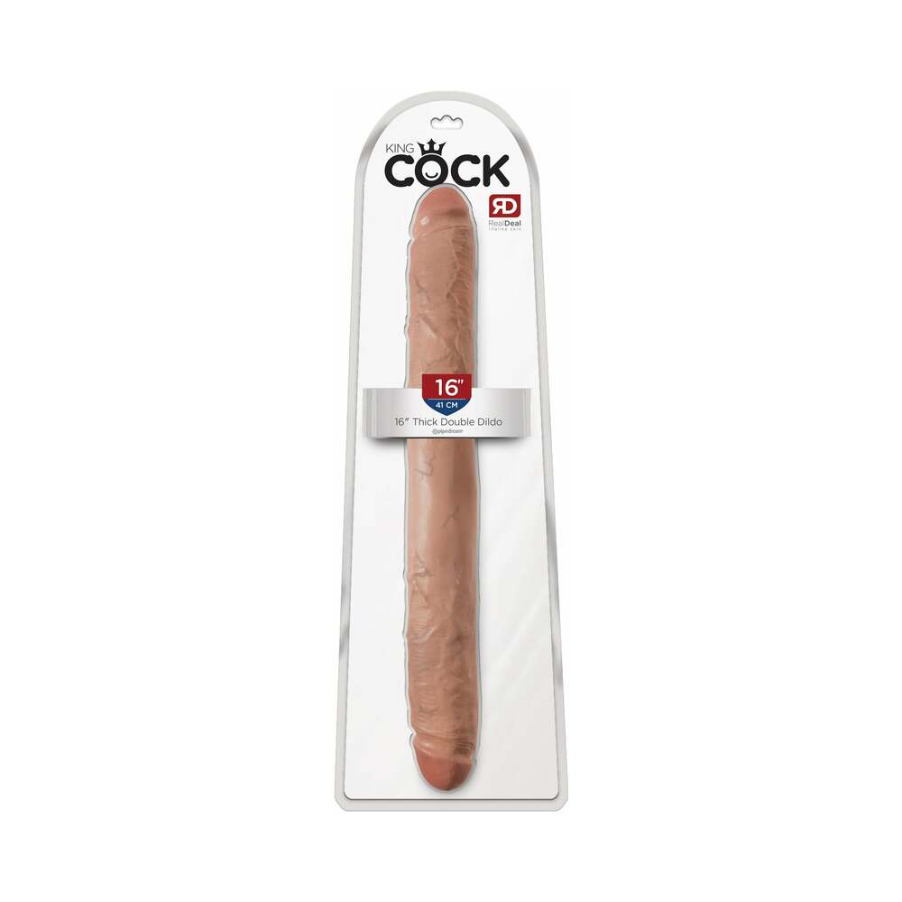 King Cock 16" Thick Double Dildo - Tan