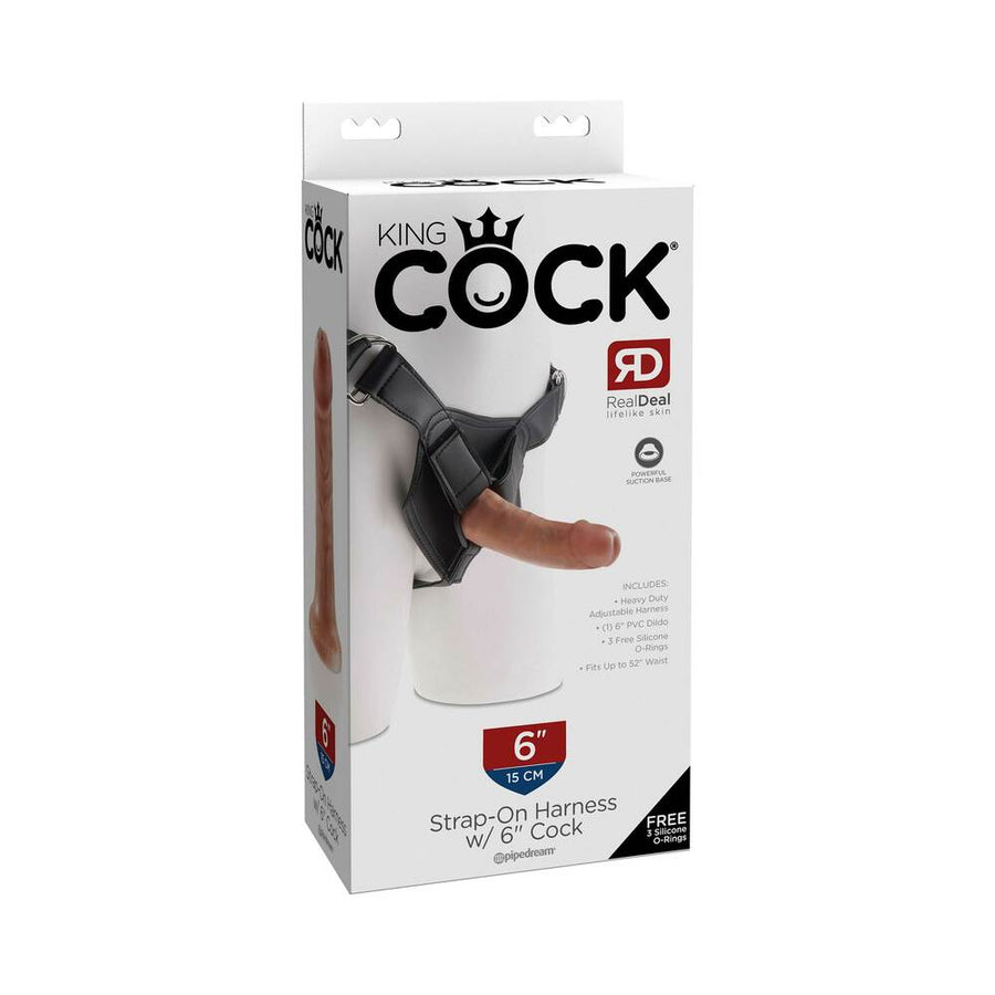 King Cock Strap-on Harness W/ 6in Cock Tan