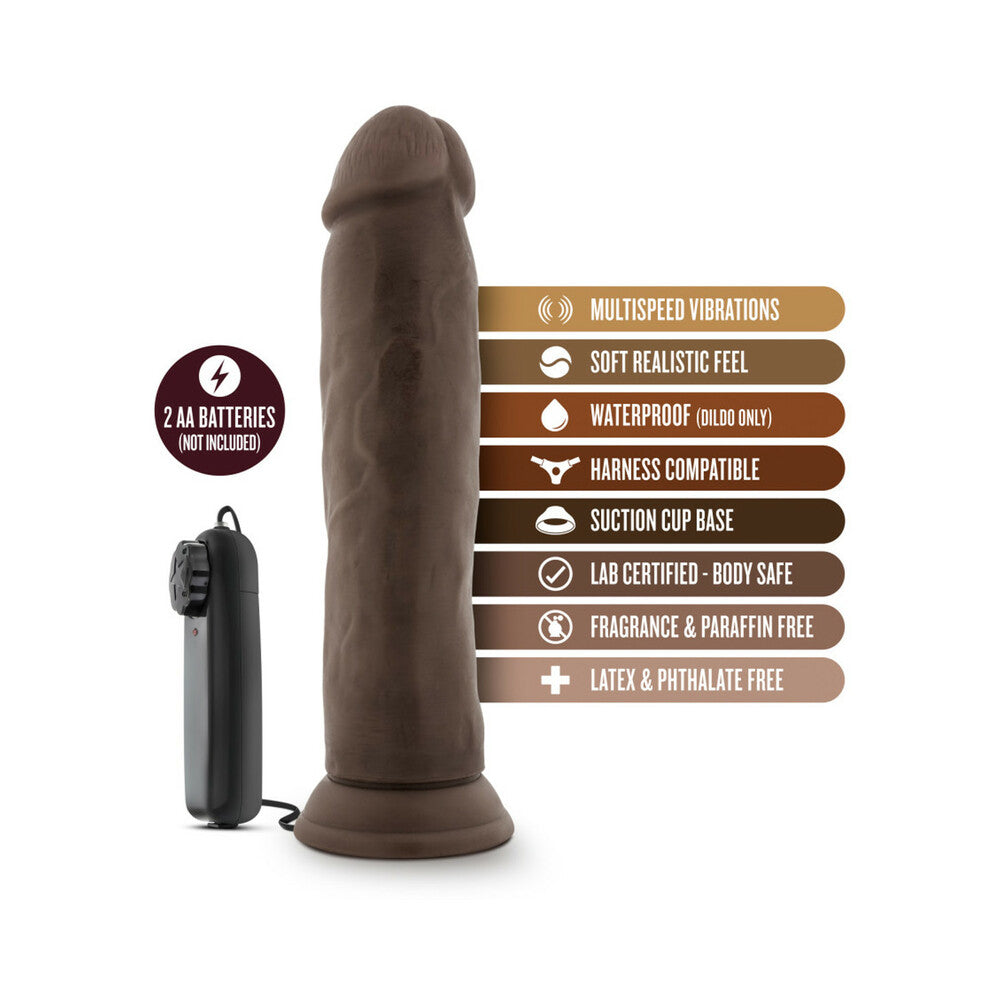 Dr. Skin - Dr. Throb - 9.5In Vibrating Realistic Cock With Suction Cup - Chocolate