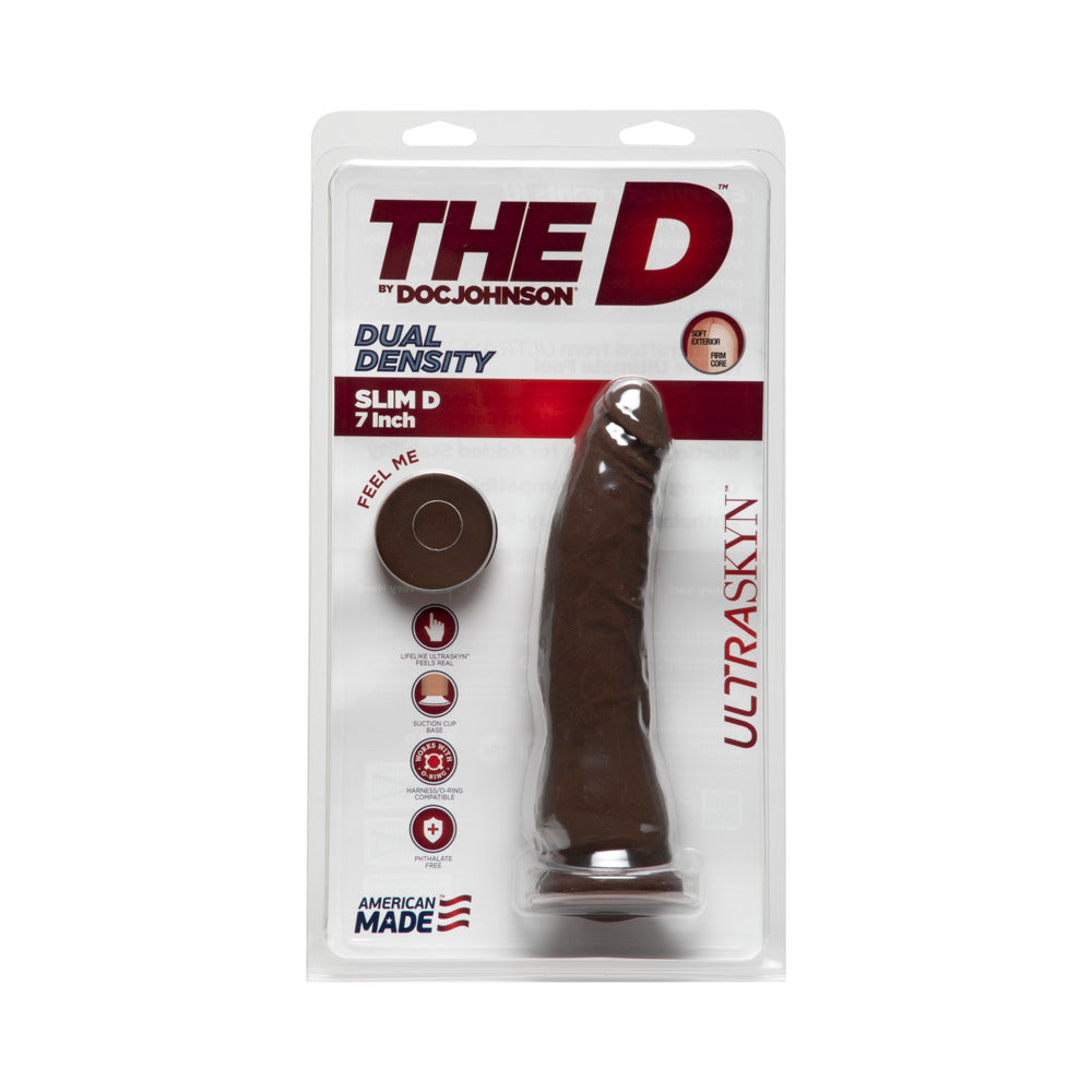 The D Thin D 7 Inches Dual Density Brown Dildo