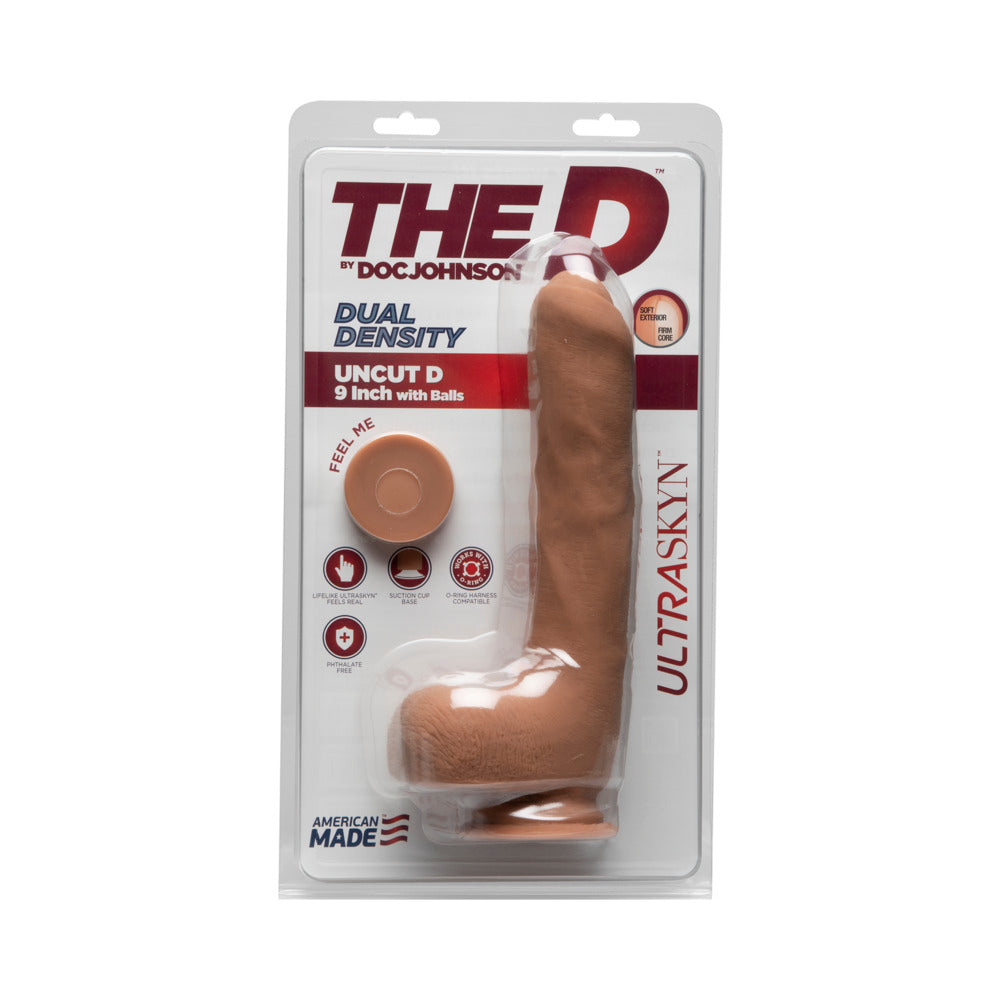 The D Uncut D 9 Inches With Balls Ultraskyn Tan Dildo