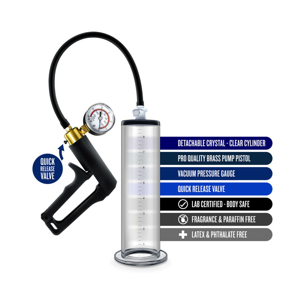 Performance - Vx7 Vacuum Penis Pump With Brass Trigger & Pressure Gauge - Clear