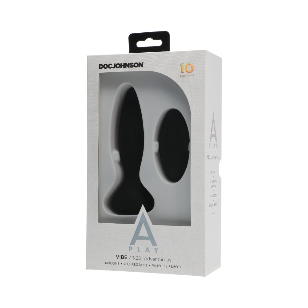 A Play Rechargeable Silicone Adventurous Anal Plug W/Remote - Black