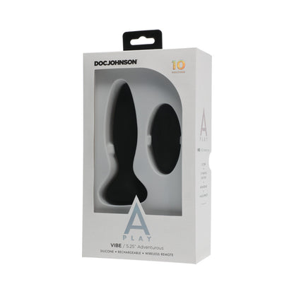 A Play Rechargeable Silicone Adventurous Anal Plug w/Remote - Black