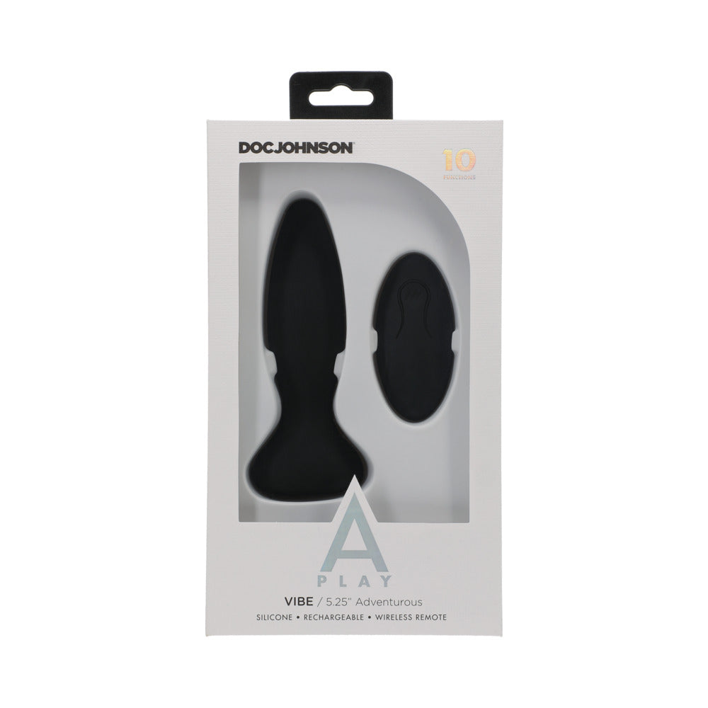 A Play Rechargeable Silicone Adventurous Anal Plug W/Remote - Black