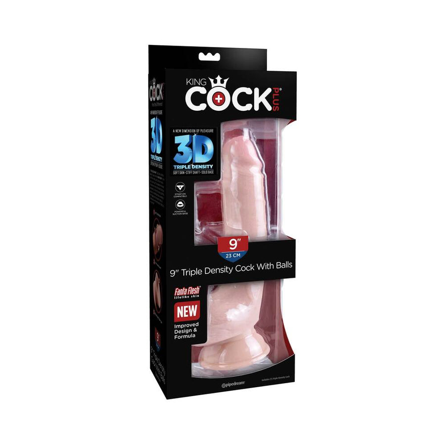 King Cock Triple Density 9 inches Cock, Balls Beige
