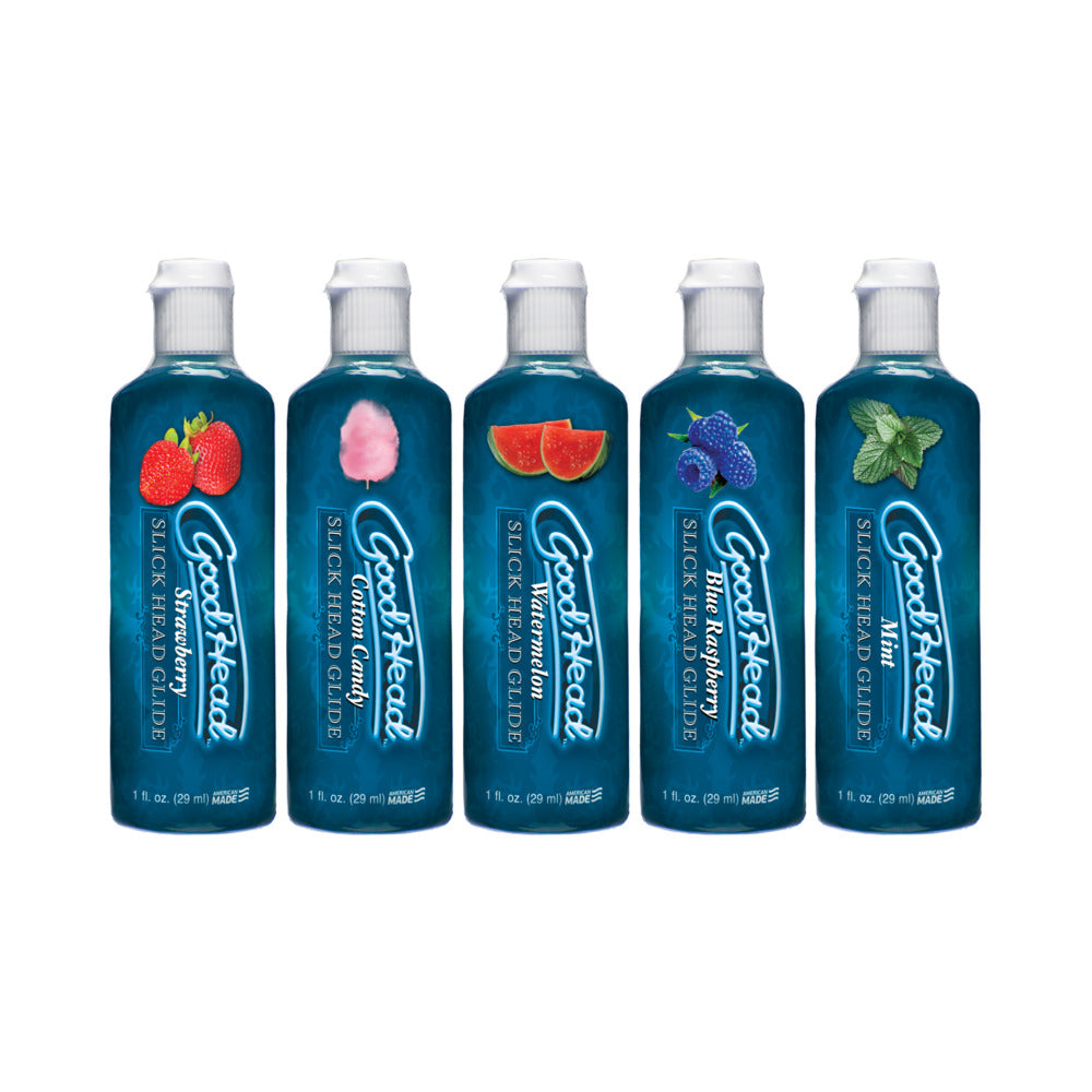 Goodhead - Slick Head Glide - 5 Pack - 1 Fl. Oz Strawberry, Cotton Candy, Watermelon, Blue Raspberr