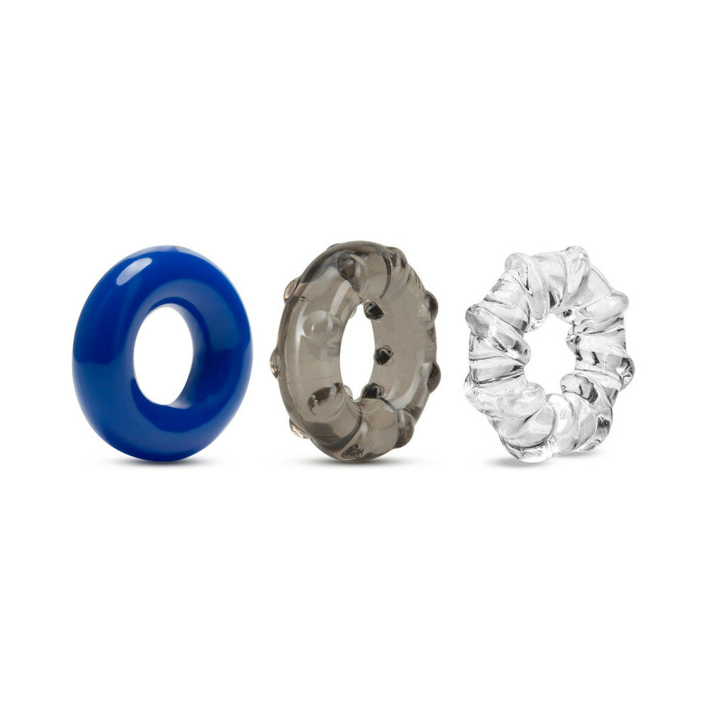 Blush Stay Hard Triple Stretch Cock Rings - Pack Of 3