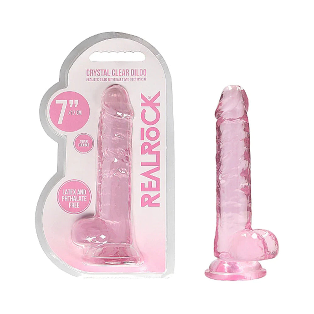 Realrock Realistic Dildo With Balls 7" Pink