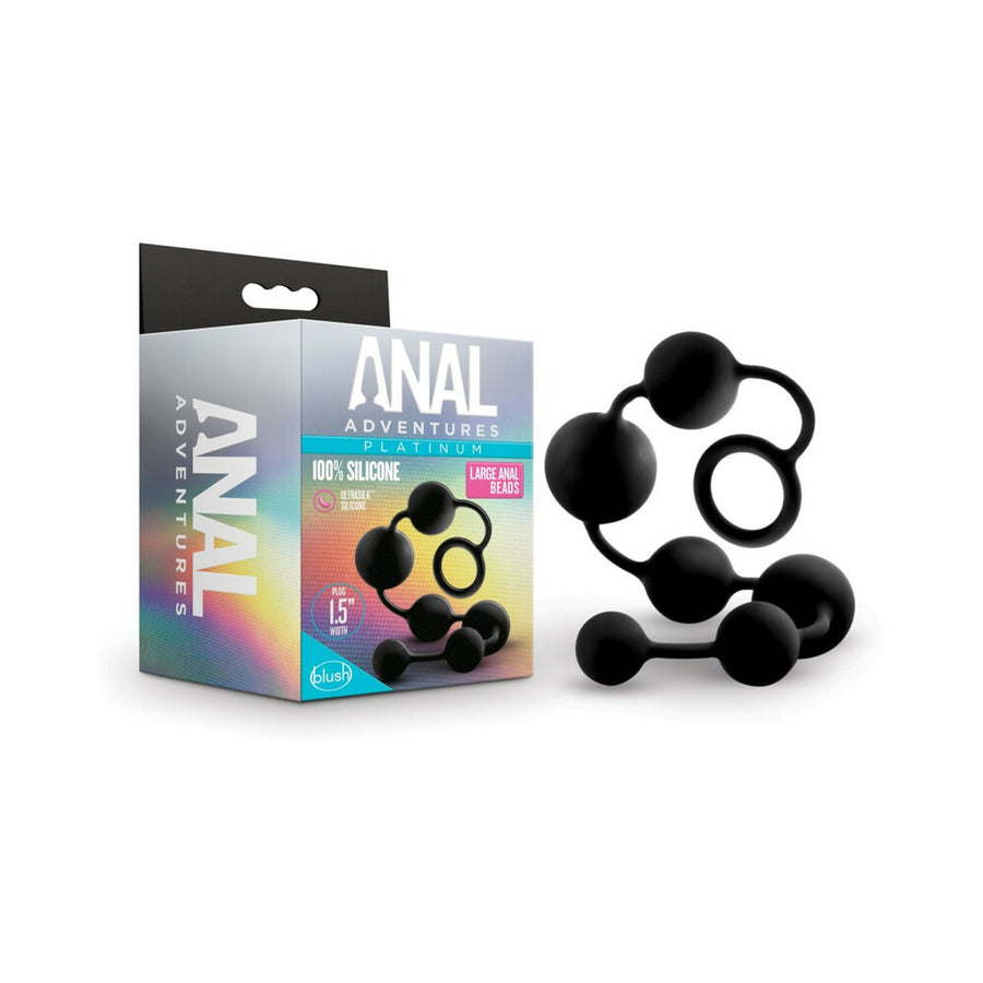 Blush Anal Adventures Platinum Silicone Anal Beads - Large Black