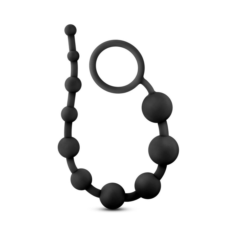 Anal Adventures Platinum Silicone 10 Anal Beads - Black