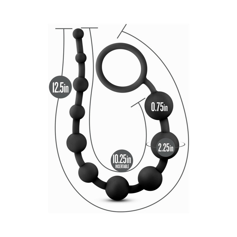 Anal Adventures Platinum Silicone 10 Anal Beads - Black