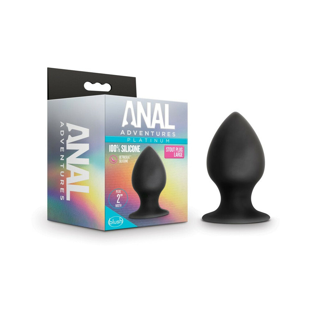 Anal Adventures Platinum Silicone Anal Stout Plug - Large Black