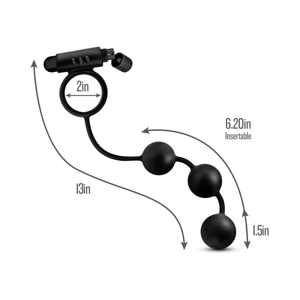 Anal Adventures Platinum Silicone Anal Ball W/Vibrating C Ring - Black