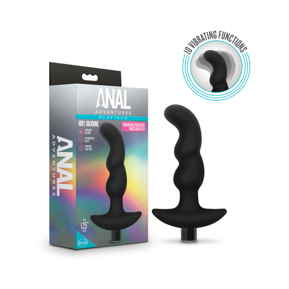 Anal Adventures Platinum Silicone Vibrating Prostate Massager 03 - Black