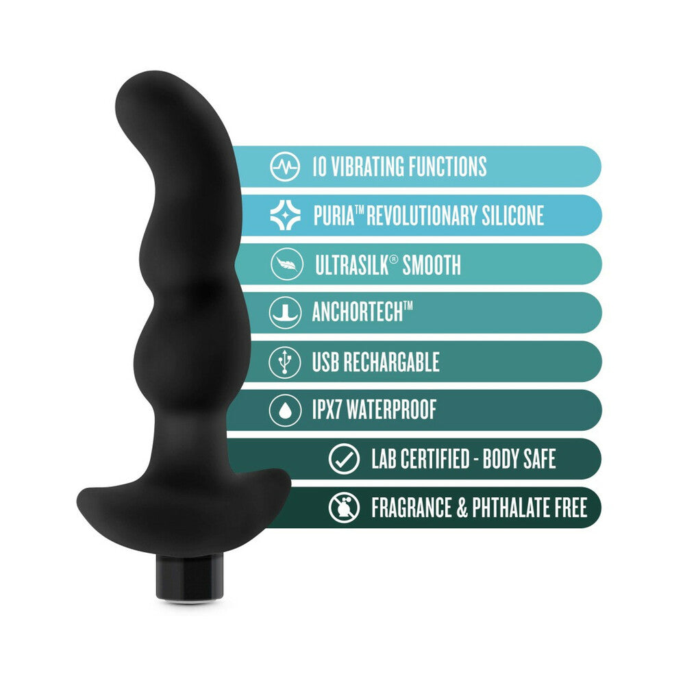 Anal Adventures Platinum Silicone Vibrating Prostate Massager 03 - Black