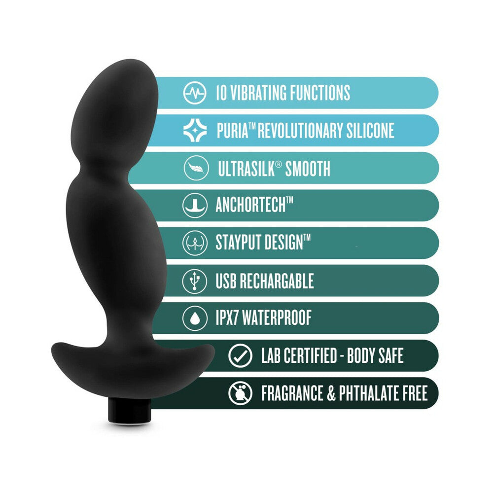 Anal Adventures Platinum Silicone Vibrating Prostate Massager 04 - Black