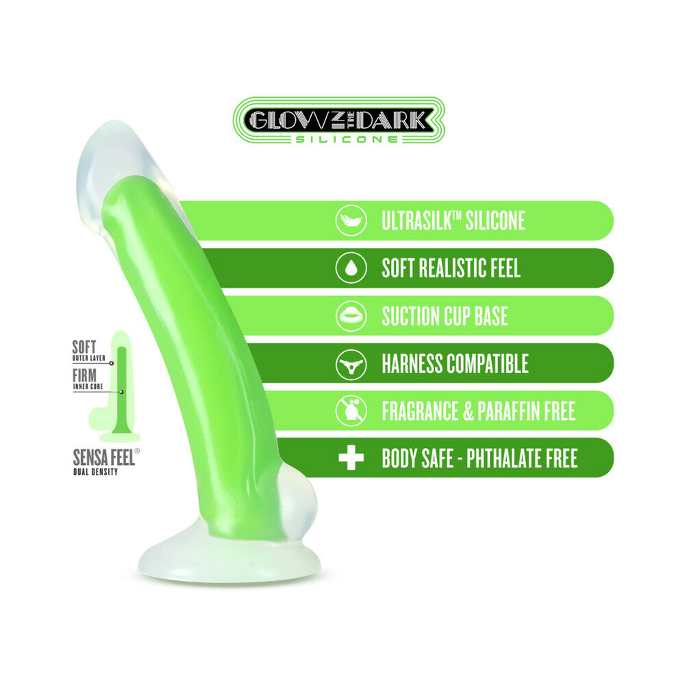 Neo Elite - Glow-In-The-Dark Omnia - 7-Inch Silicone Dual-Density Dildo - Neon Green