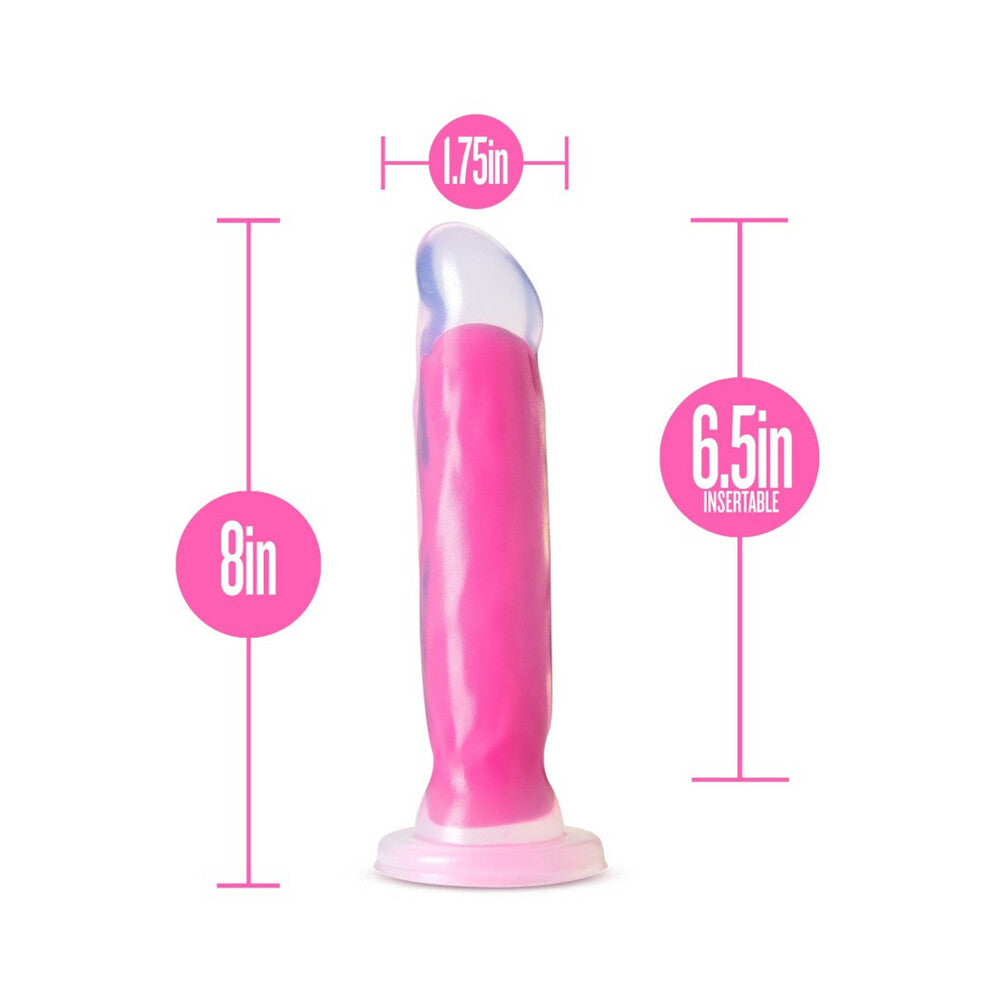 Neo Elite - Glow-In-The-Dark Marquee - 8-Inch Silicone Dual-Density Dildo - Neon Pink