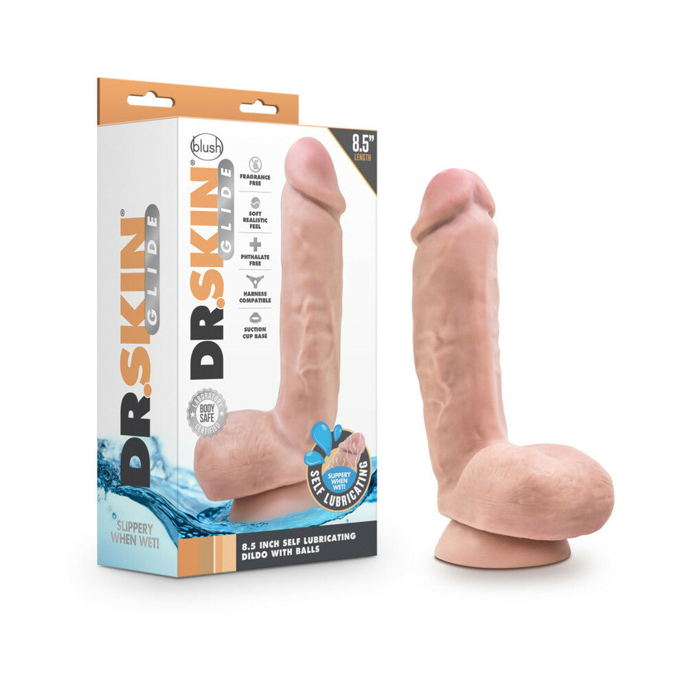 Dr. Skin Glide 8.5" Self-Lubricating Dildo With Balls