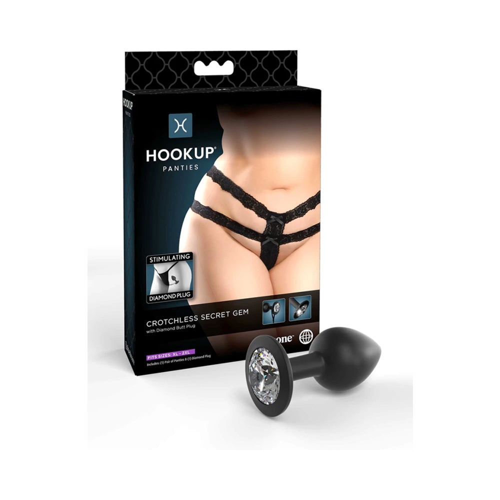 Hookup Crotchless Secret Gemblack Fits Size Xl-Xxl