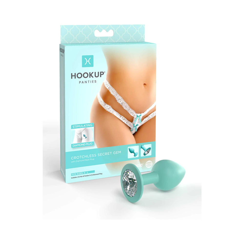 Hookup Crotchless Secret Gem White Fits Size S-L