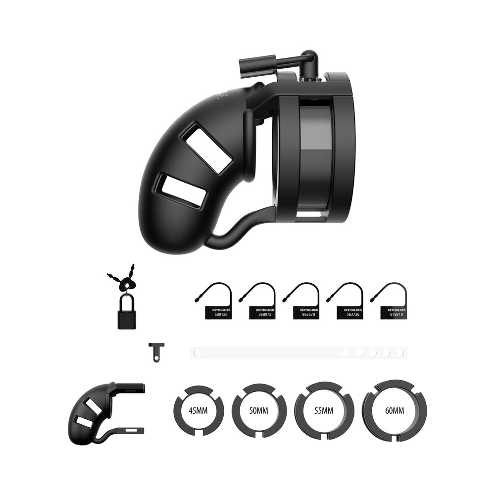 Man Cage Model 18 - Chastity - 3.5" - Silicone Cage Ballsplitter - Black