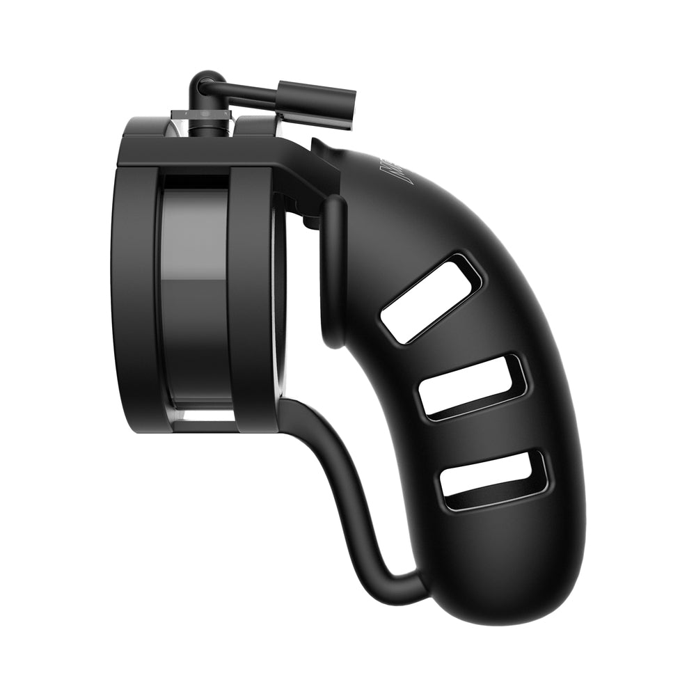 Man Cage Model 19 - Chastity - 4.5" - Silicone Cage Ballsplitter - Black