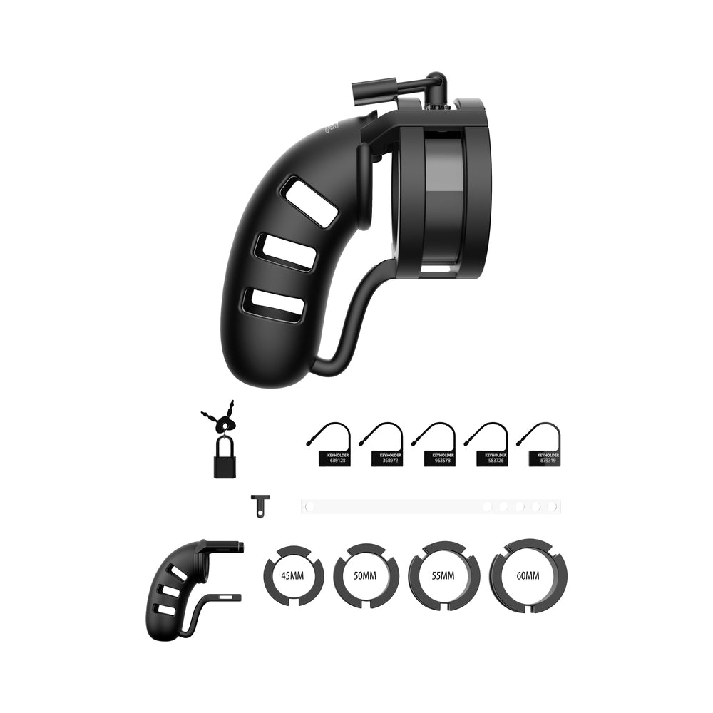 Man Cage Model 19 - Chastity - 4.5" - Silicone Cage Ballsplitter - Black