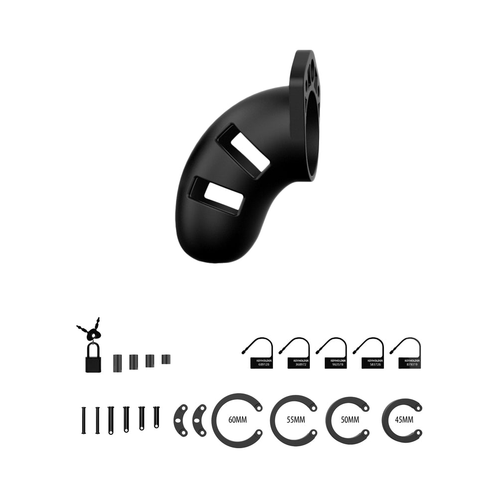 Man Cage Model 16 - Chastity - 3.5" - Silicone Cock Cage - Black