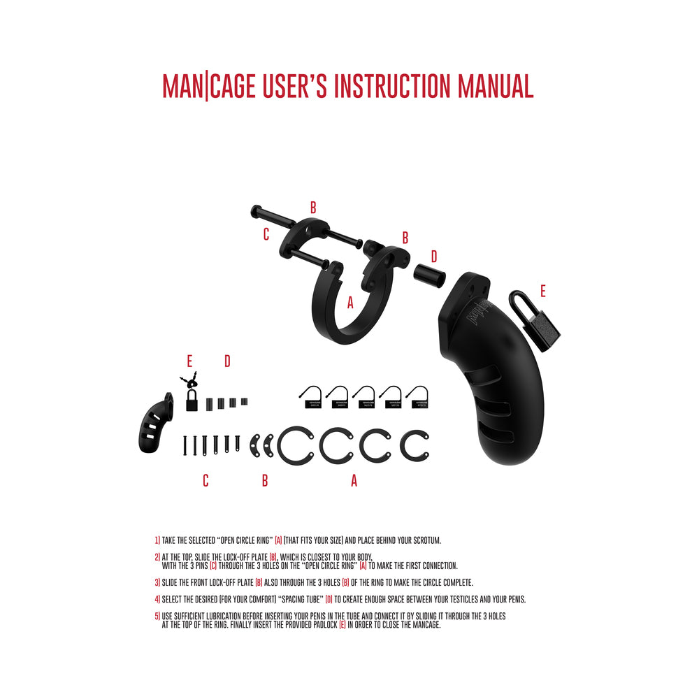 Man Cage Model 17 - Chastity - 4.5" - Silicone Cock Cage - Black