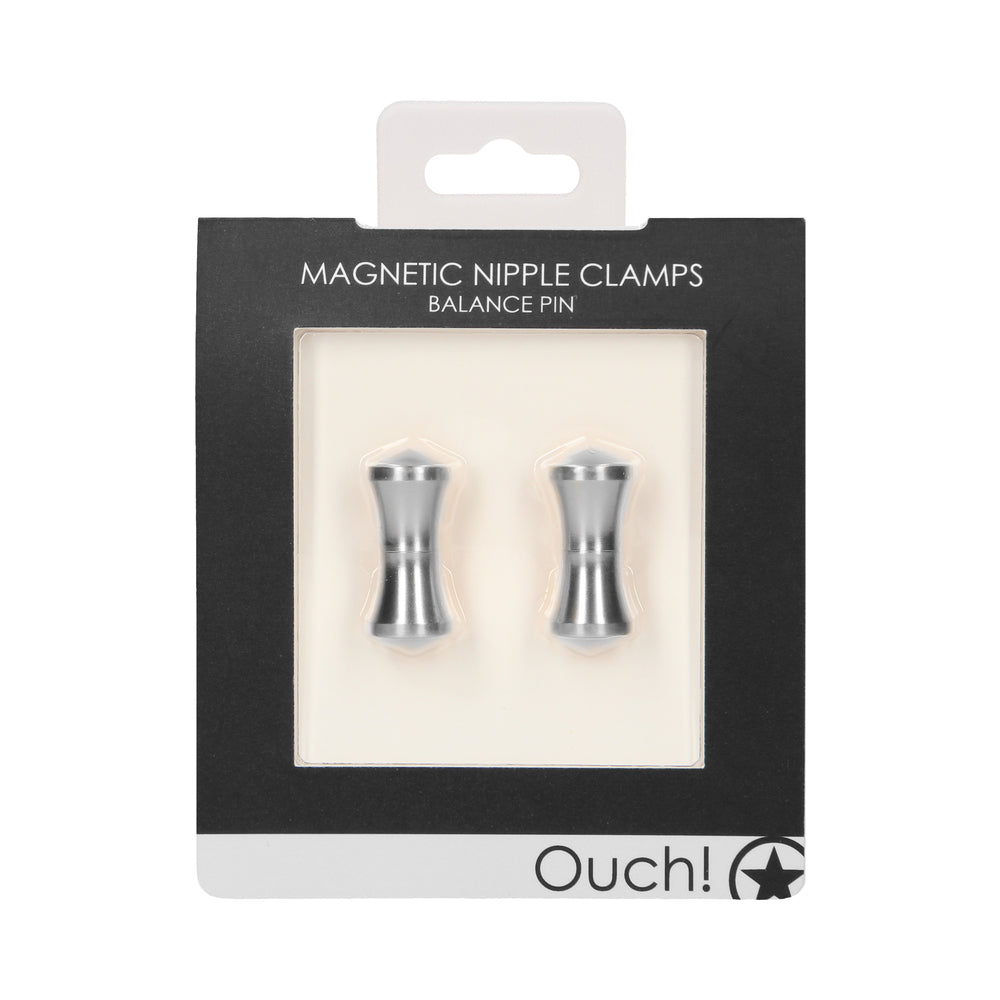 Ouch Magnetic Nipple Clamps - Balance Pin - Silver