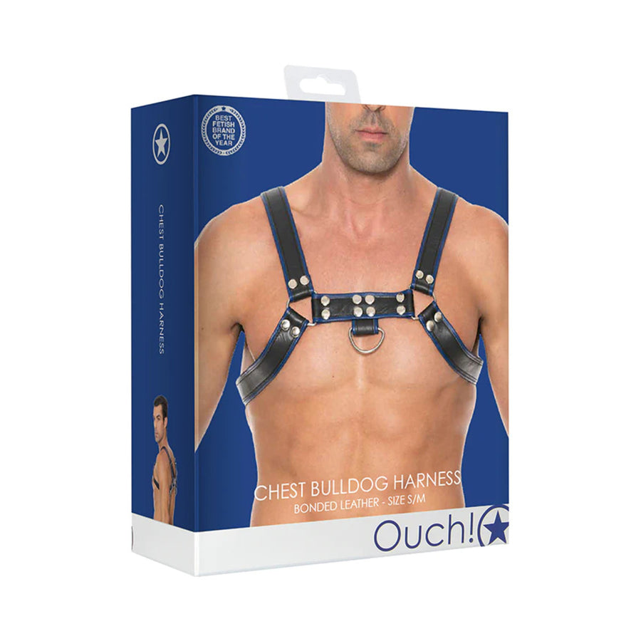 Ouch Chest Bulldog Harness - S/M - Blue