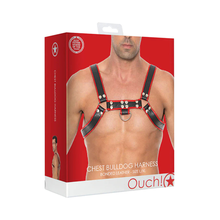 Ouch Chest Bulldog Harness - L/XL - Red