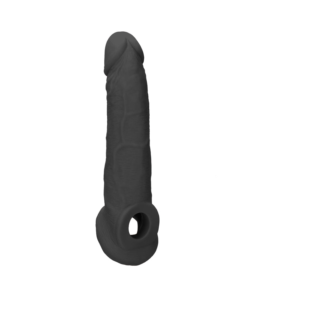 Real Rock Penis Extender With Rings - 9" - 22 Cm - Chocolate
