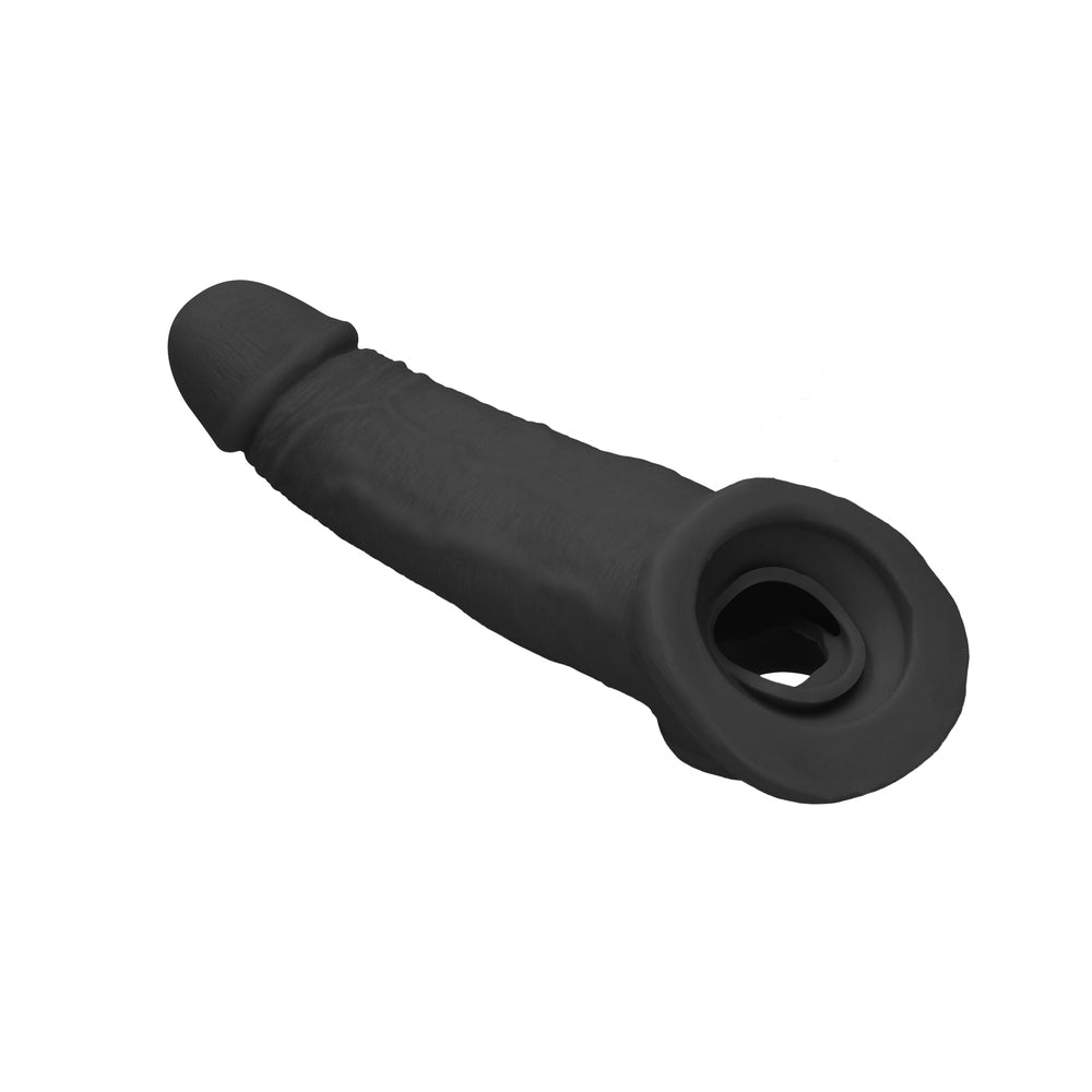 Real Rock Penis Extender With Rings - 9" - 22 Cm - Chocolate